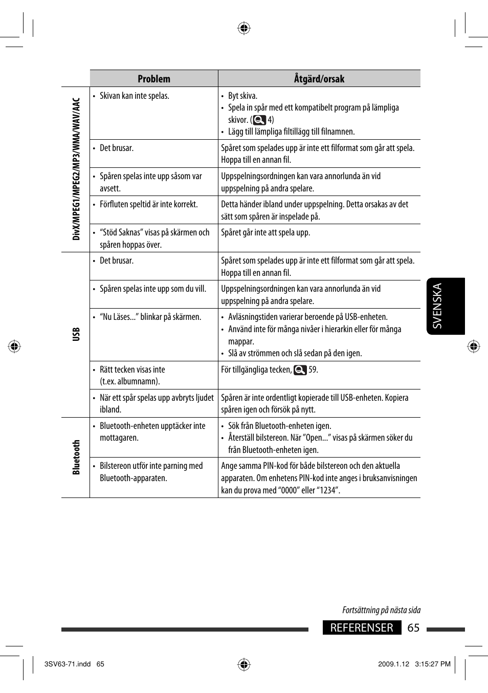65 referenser svenska | JVC KW-AVX820 User Manual | Page 277 / 285