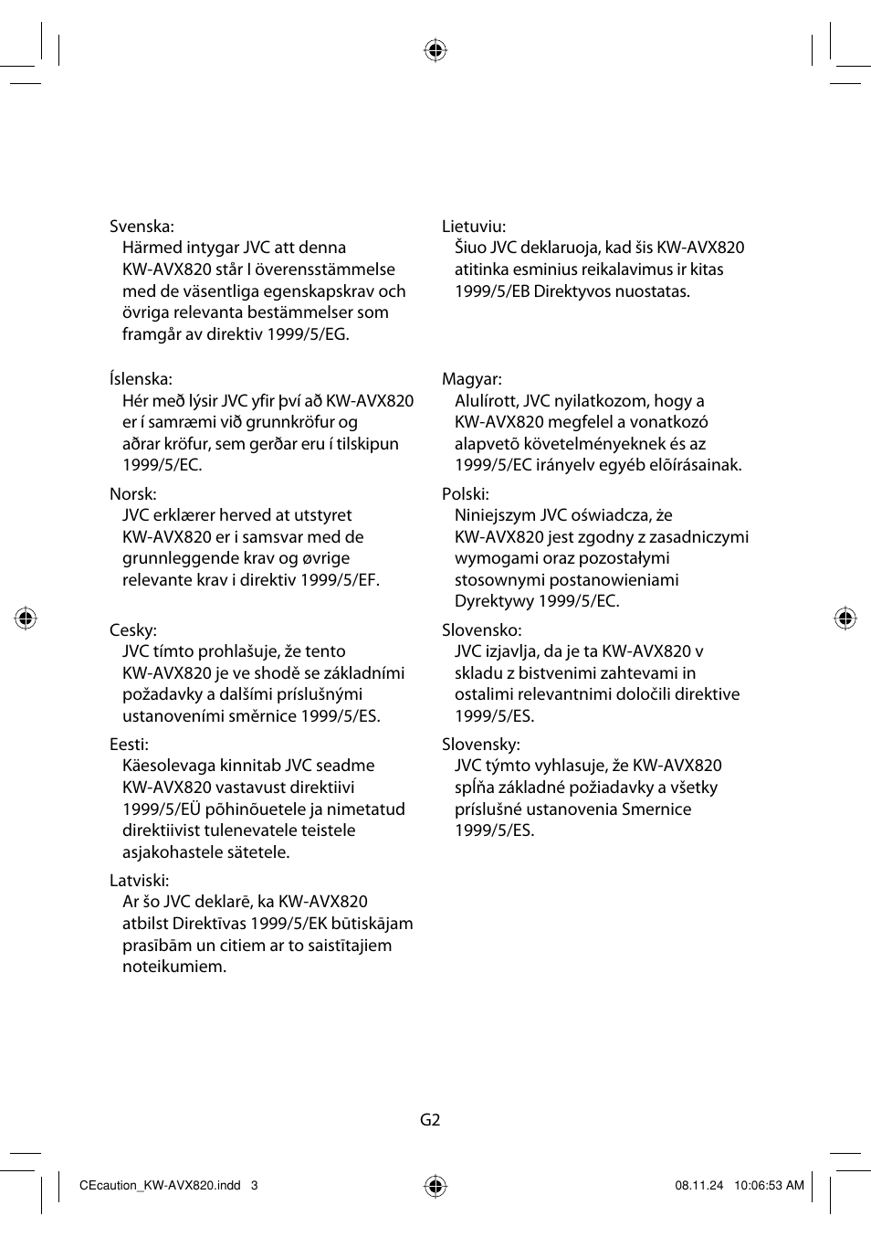 JVC KW-AVX820 User Manual | Page 3 / 285