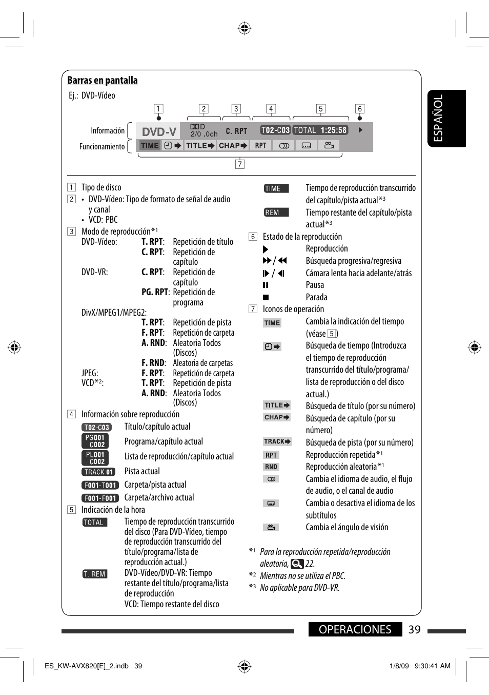 39 operaciones español | JVC KW-AVX820 User Manual | Page 41 / 285