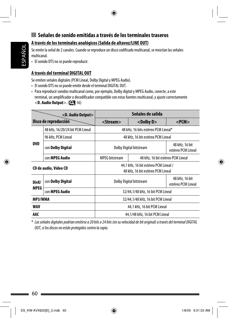 60 español | JVC KW-AVX820 User Manual | Page 62 / 285