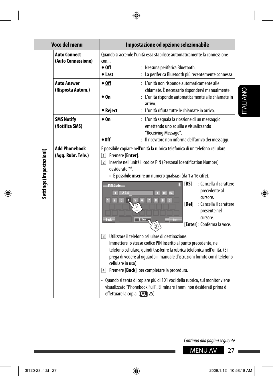 27 menu av italiano | JVC KW-AVX820 User Manual | Page 99 / 285