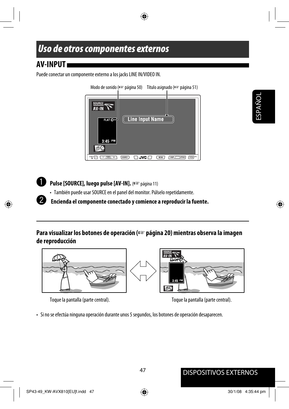 Uso de otros componentes externos, Av-input | JVC KW-AVX810 User Manual | Page 121 / 225