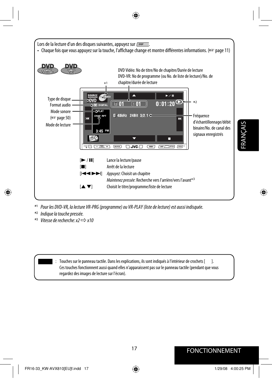 Fonctionnement, Français | JVC KW-AVX810 User Manual | Page 165 / 225