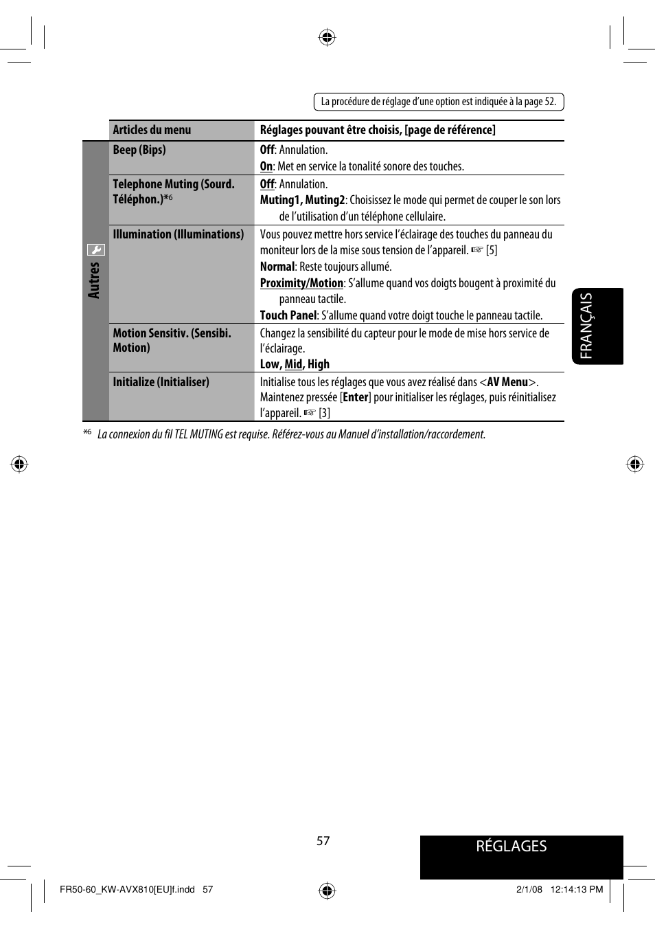 Réglages, Français, Autres | JVC KW-AVX810 User Manual | Page 205 / 225