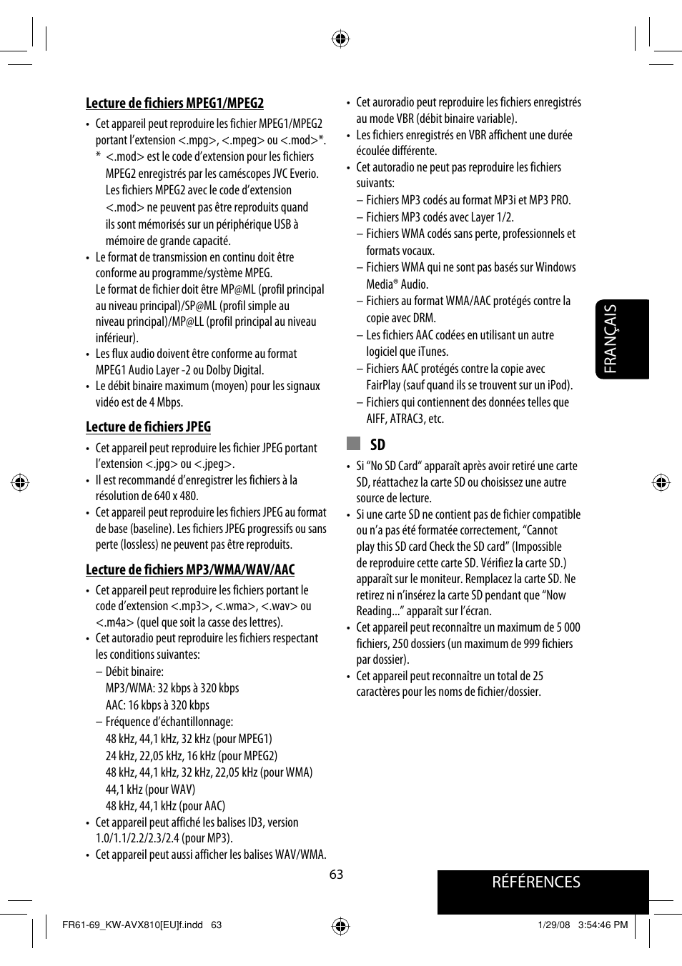 Références français | JVC KW-AVX810 User Manual | Page 211 / 225