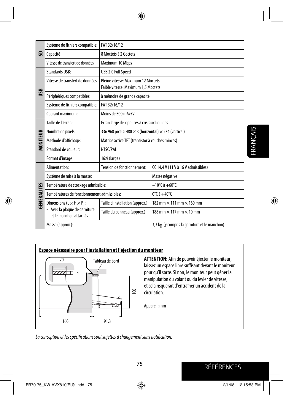 Références français | JVC KW-AVX810 User Manual | Page 223 / 225