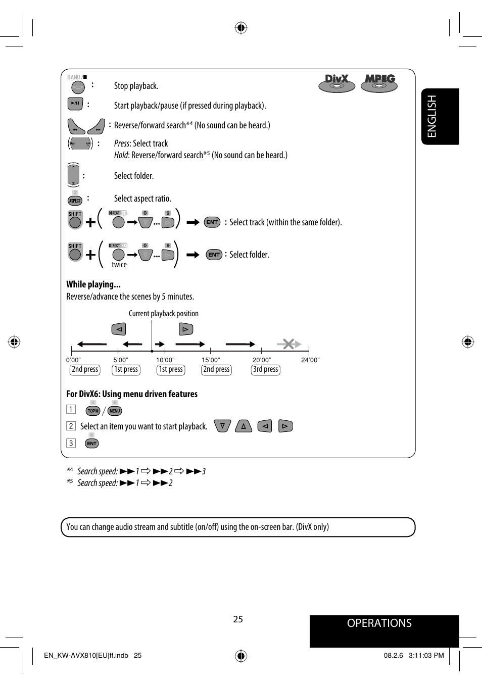 Operations, English | JVC KW-AVX810 User Manual | Page 25 / 225