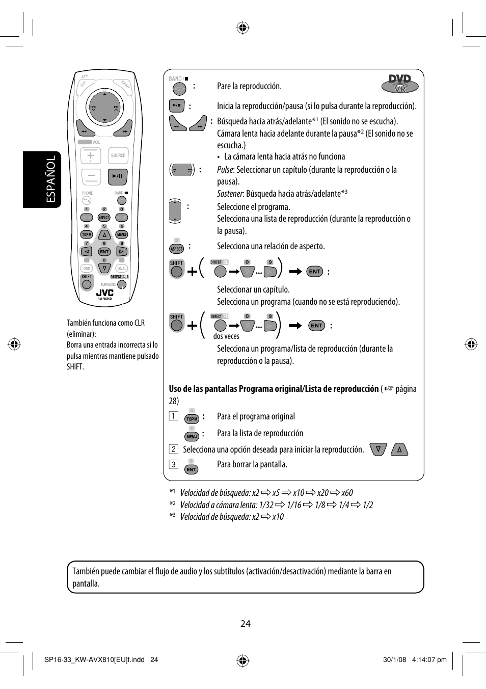 Español | JVC KW-AVX810 User Manual | Page 98 / 225