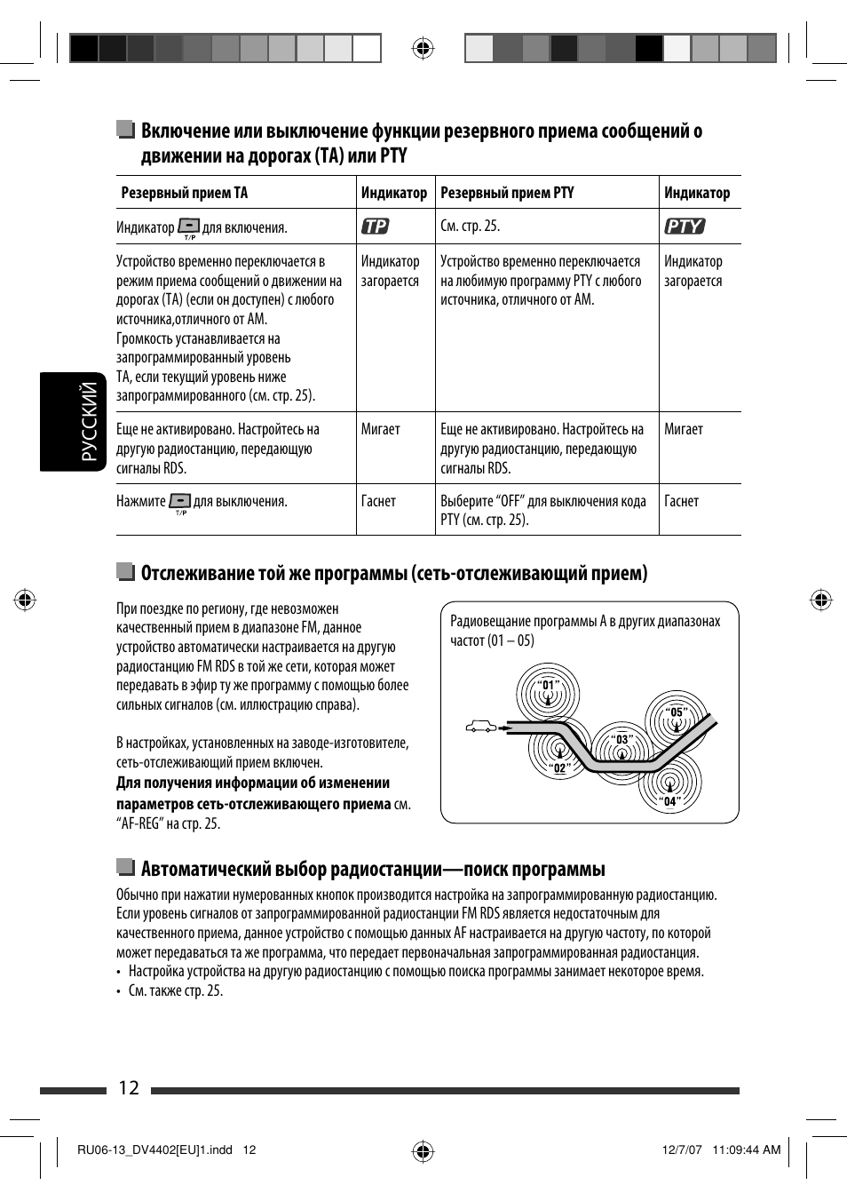 Автоматический выбор радиостанции—поиск программы, 12 руcckий | JVC KD-DV4402 User Manual | Page 84 / 111