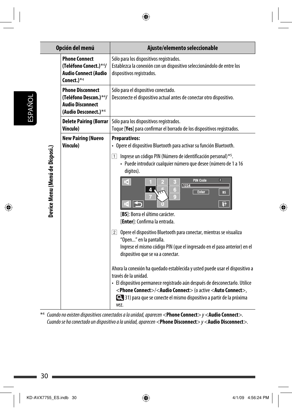 30 español | JVC KD-AVX77 User Manual | Page 104 / 220