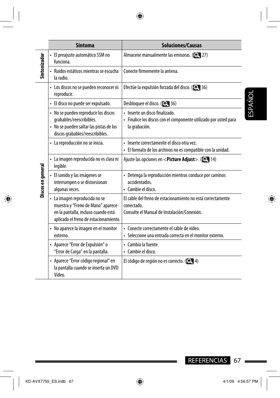 67 referencias español | JVC KD-AVX77 User Manual | Page 141 / 220