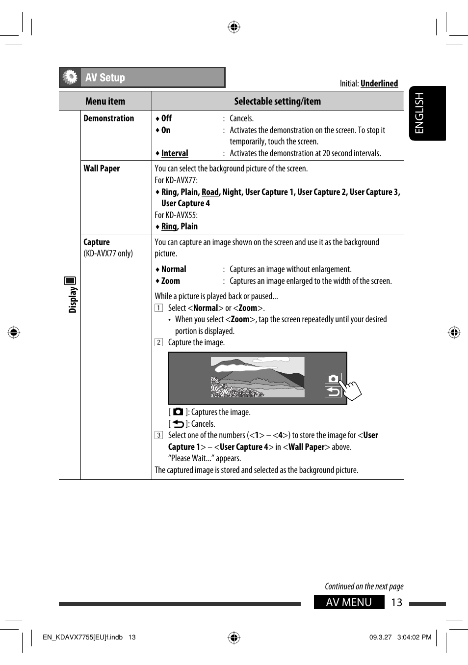 13 av menu english | JVC KD-AVX77 User Manual | Page 15 / 220