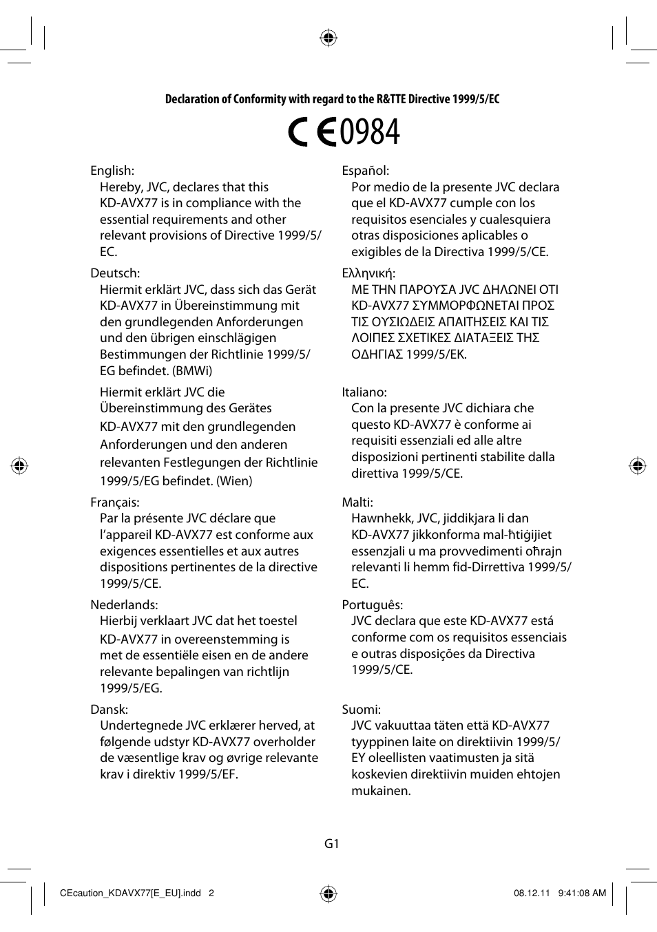 JVC KD-AVX77 User Manual | Page 2 / 220