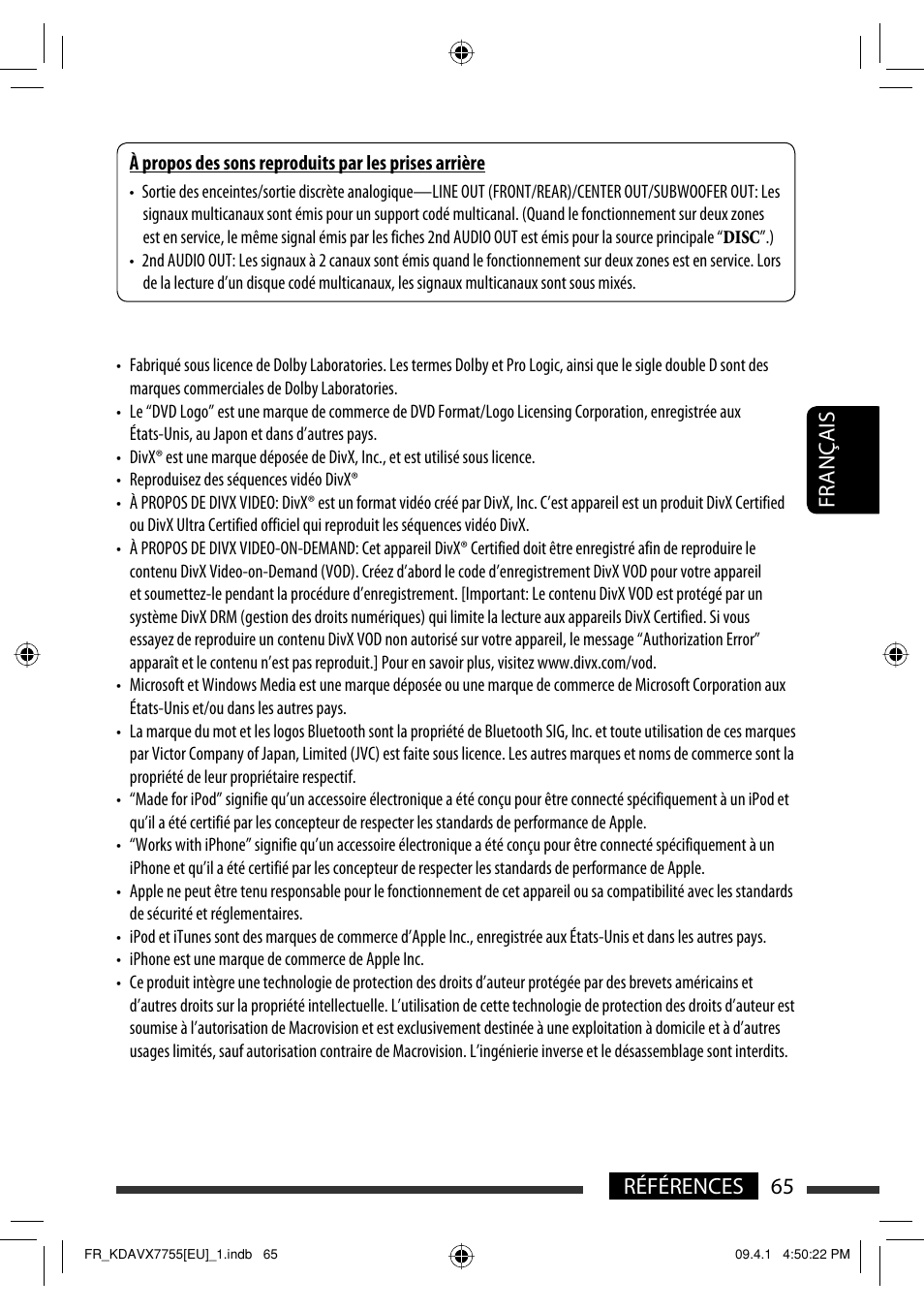 65 références français | JVC KD-AVX77 User Manual | Page 211 / 220