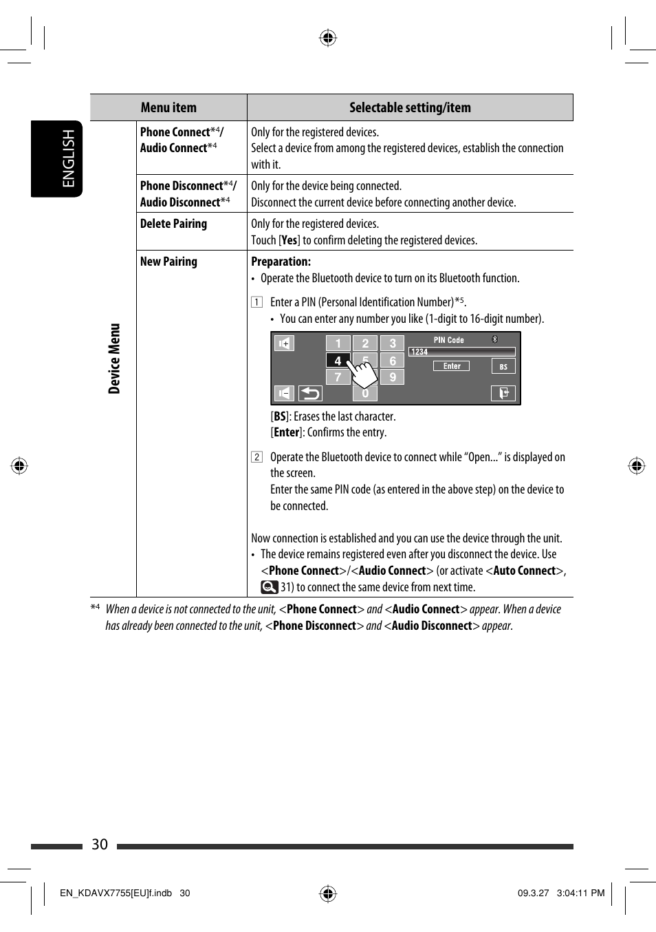 30 english, Device menu | JVC KD-AVX77 User Manual | Page 32 / 220