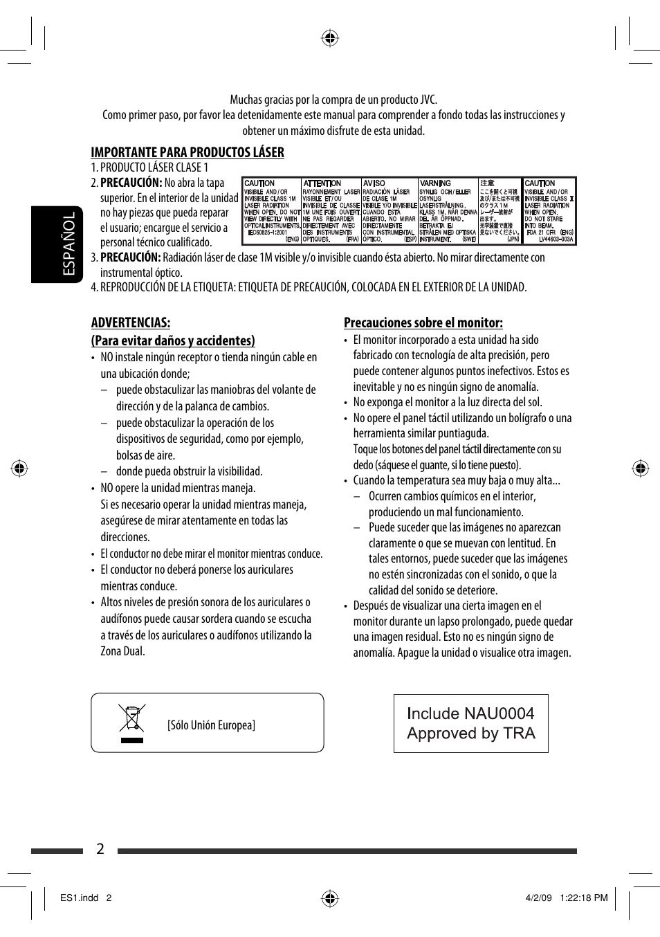 2español | JVC KD-AVX77 User Manual | Page 76 / 220