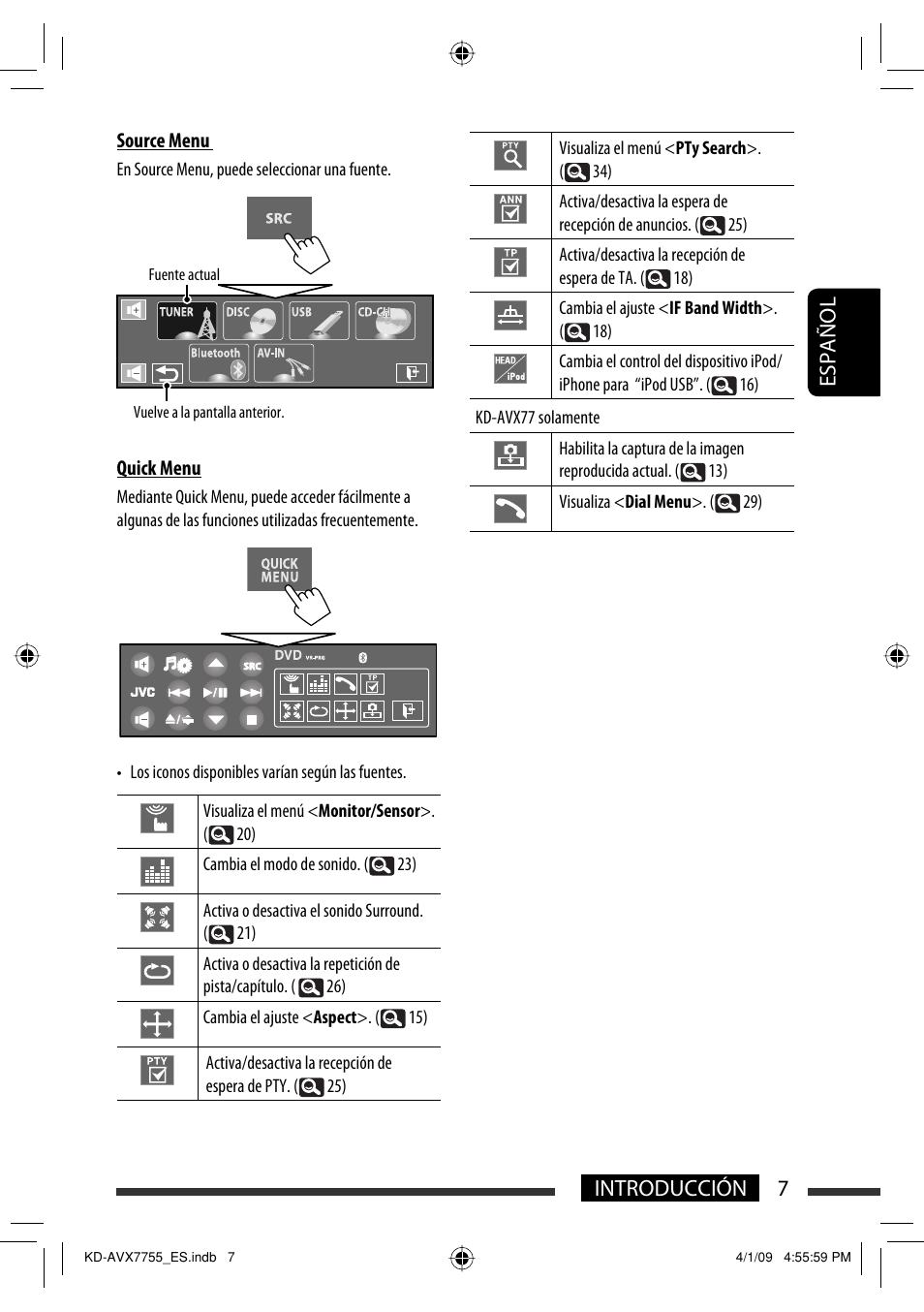 7introducción español | JVC KD-AVX77 User Manual | Page 81 / 220