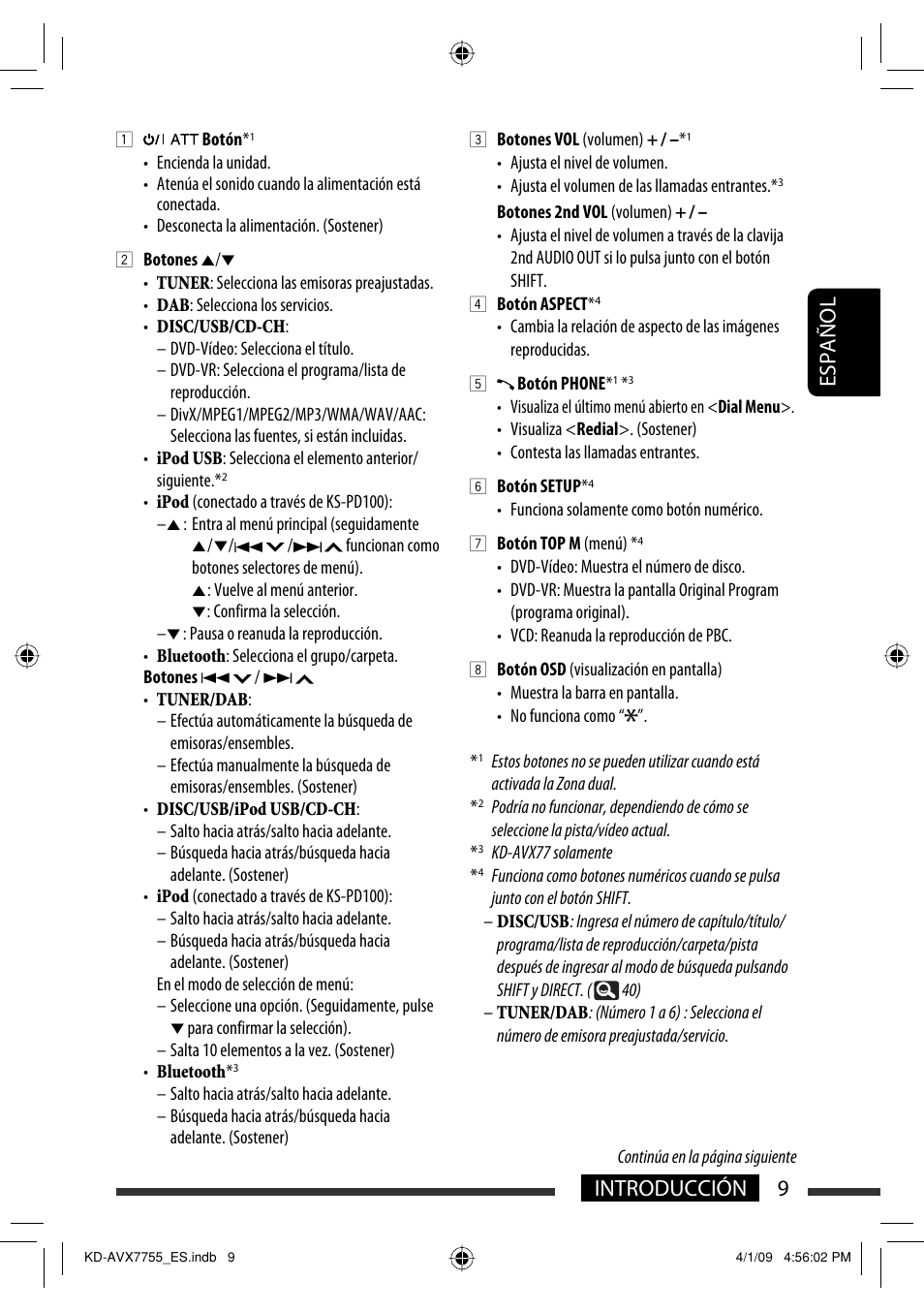 9introducción español | JVC KD-AVX77 User Manual | Page 83 / 220