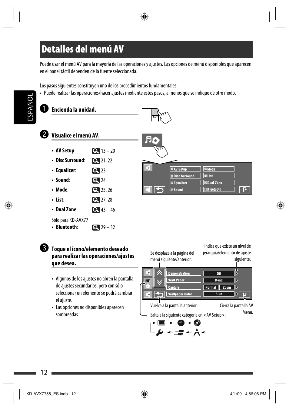 Detalles del menú av | JVC KD-AVX77 User Manual | Page 86 / 220