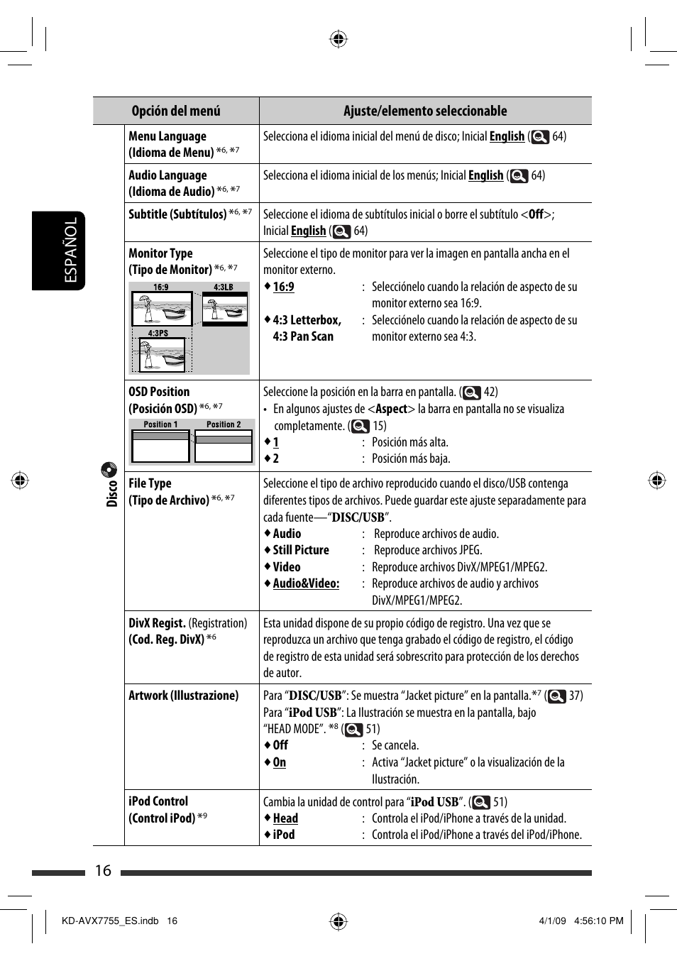 16 español | JVC KD-AVX77 User Manual | Page 90 / 220