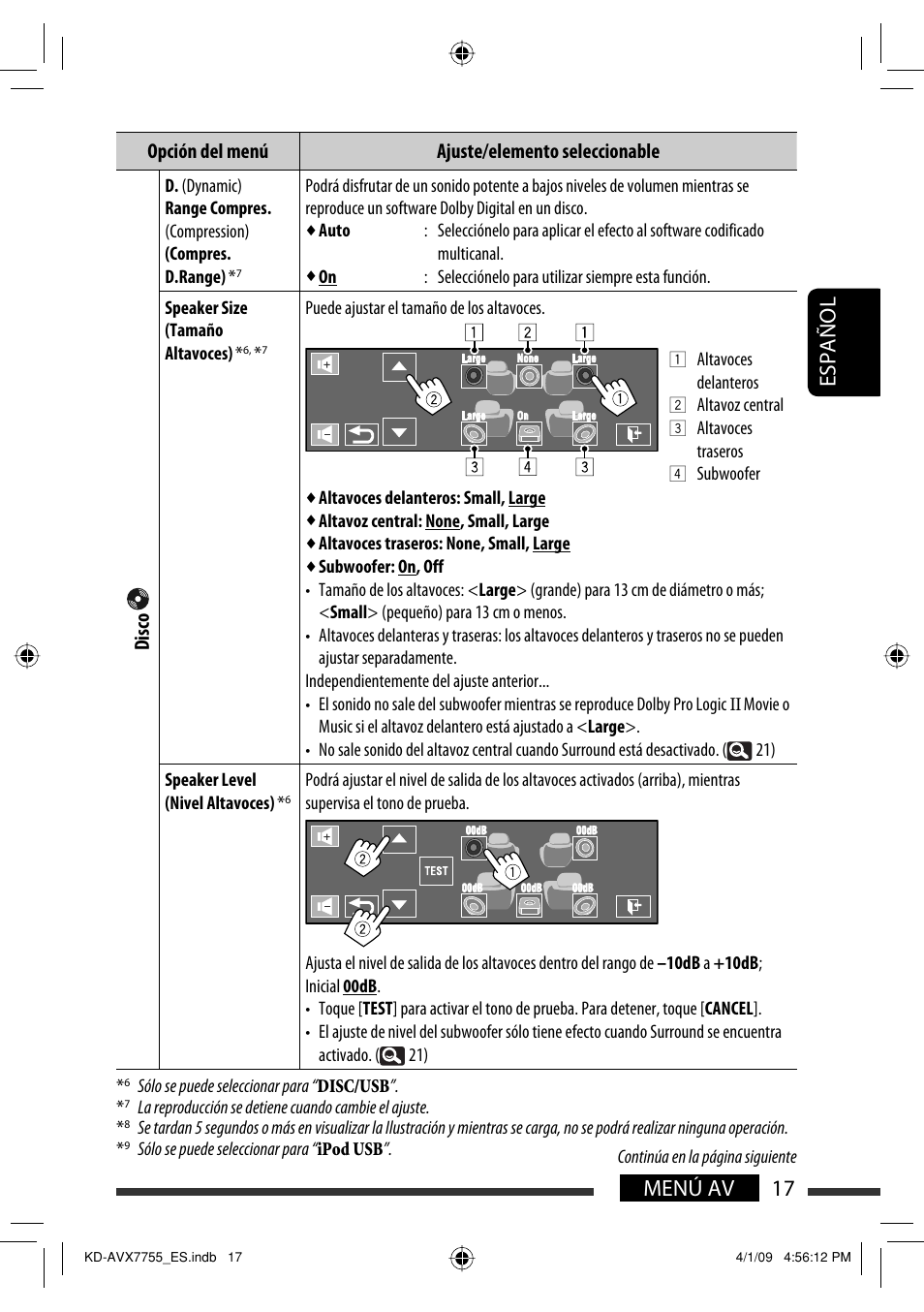 17 menú av español | JVC KD-AVX77 User Manual | Page 91 / 220