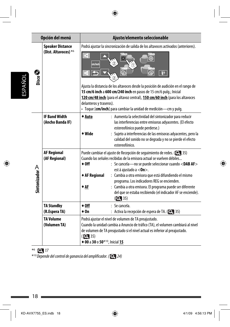 18 español | JVC KD-AVX77 User Manual | Page 92 / 220