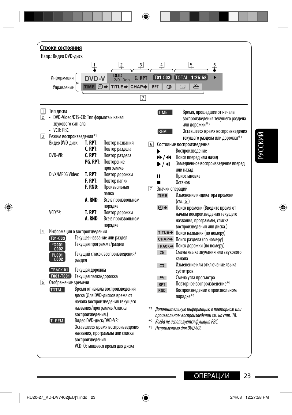 Руcckий 23 операции | JVC KD-DV7402 User Manual | Page 155 / 201