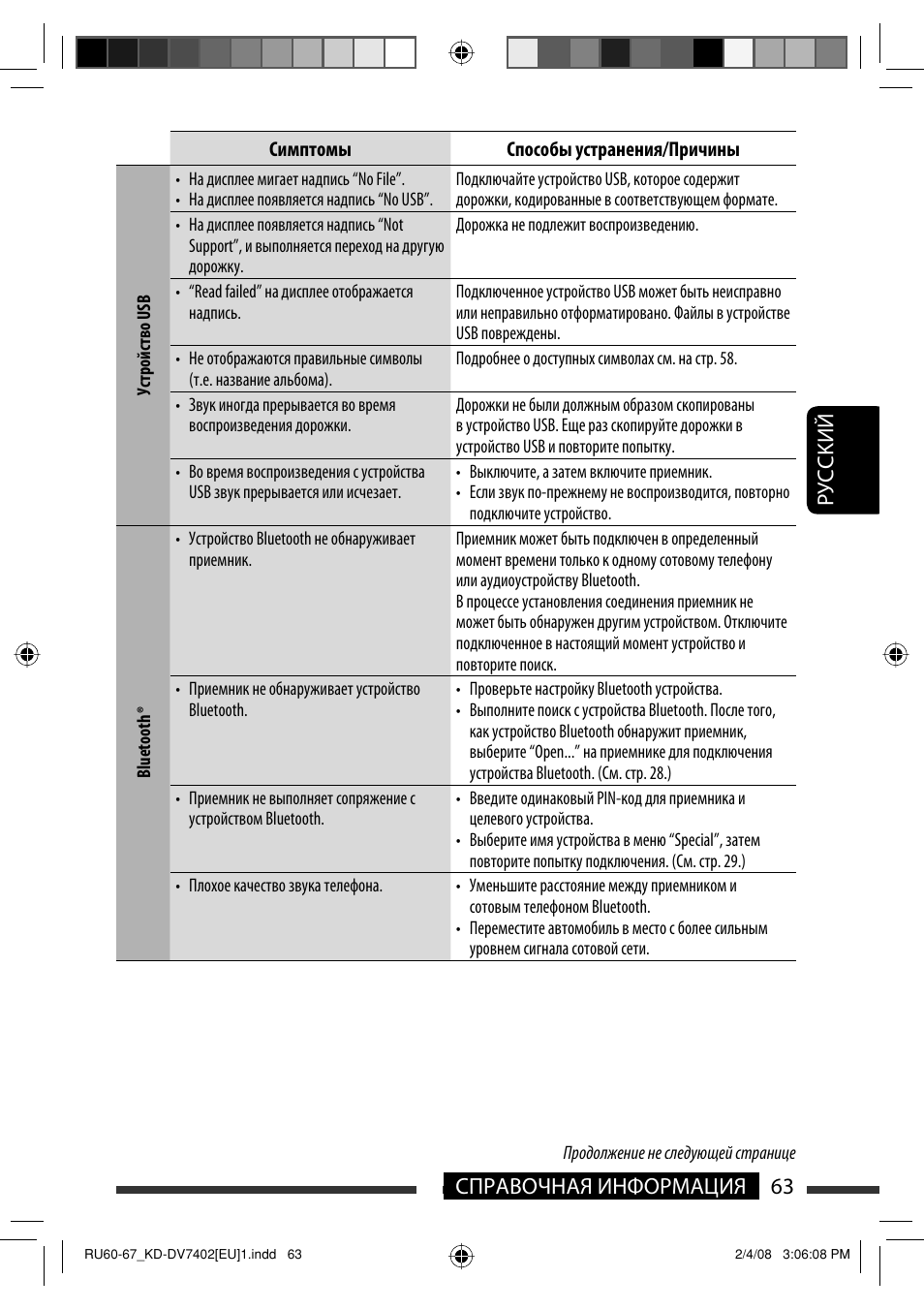 Руcckий 63 справочная информация | JVC KD-DV7402 User Manual | Page 195 / 201