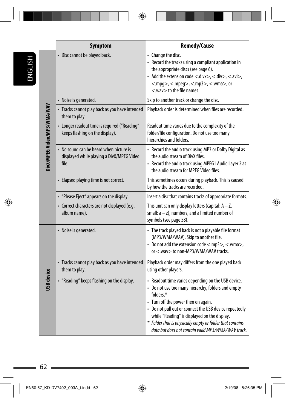 English 62 | JVC KD-DV7402 User Manual | Page 62 / 201