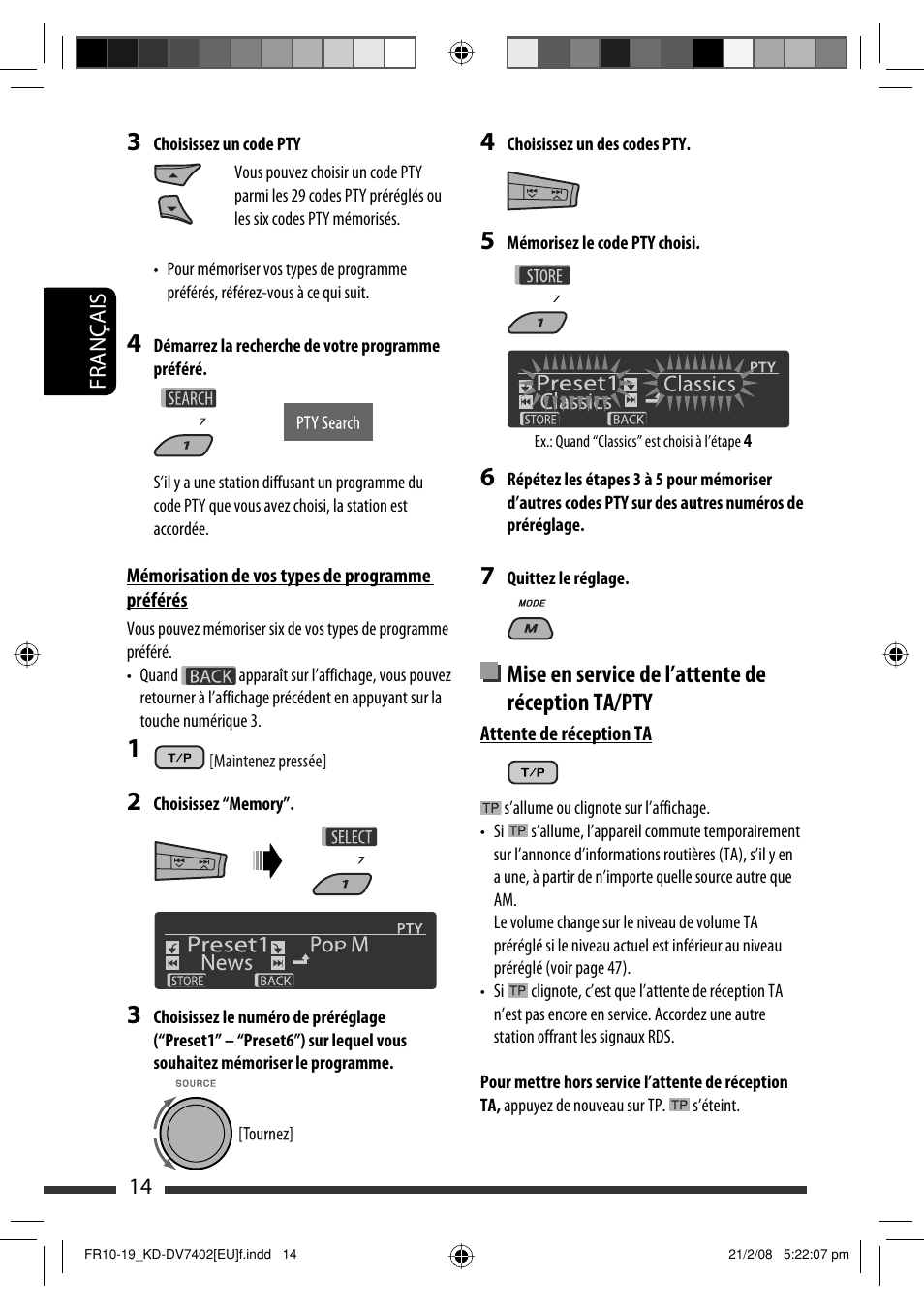 Mise en service de l’attente de réception ta/pty | JVC KD-DV7402 User Manual | Page 80 / 201