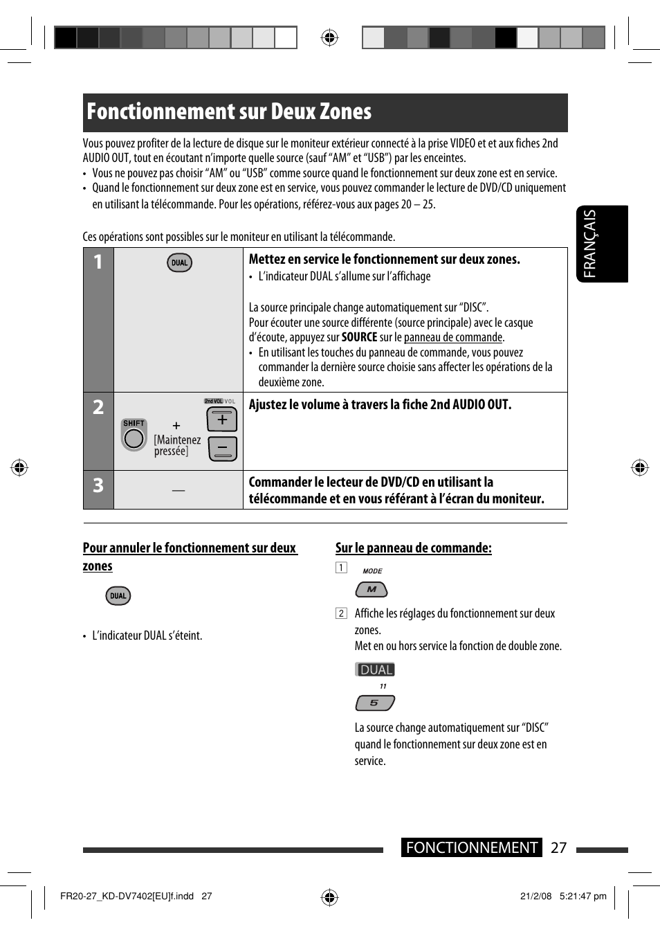 Fonctionnement sur deux zones | JVC KD-DV7402 User Manual | Page 93 / 201