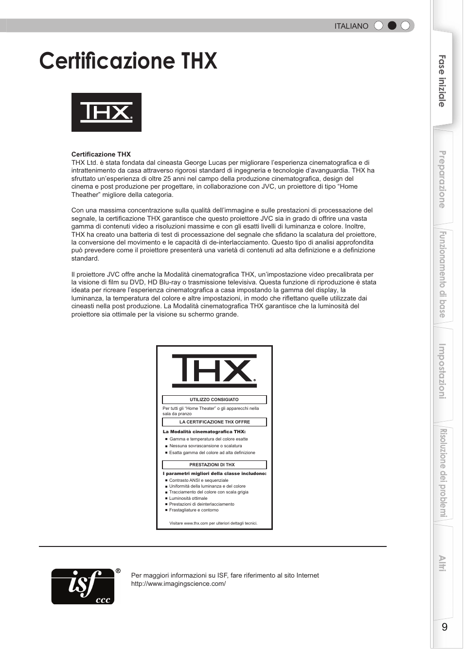 Certificazione thx | JVC DLA-HD950 User Manual | Page 71 / 185