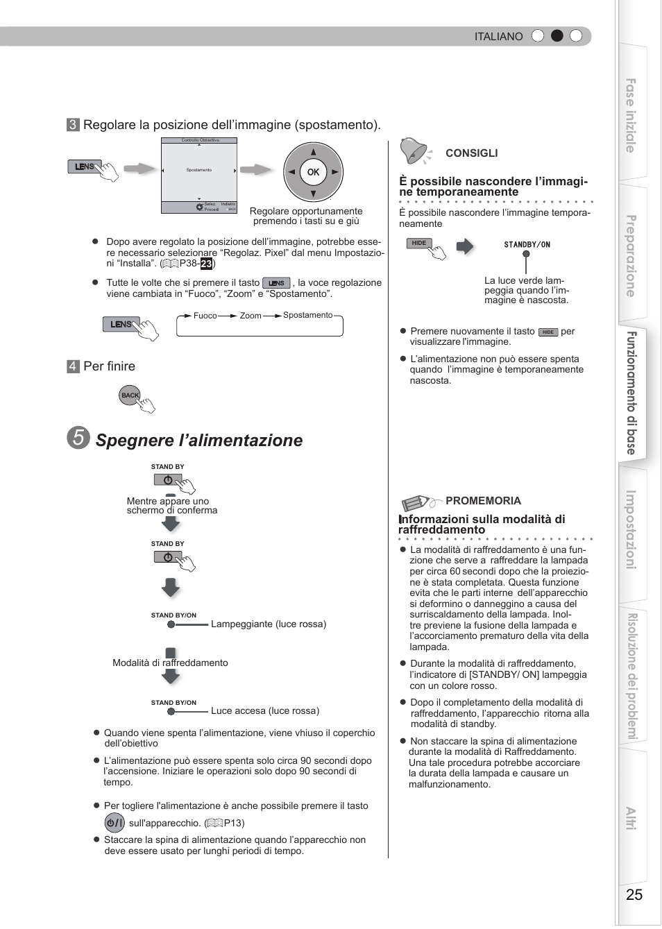 P25), Amente, Gine | Spegnere l’alimentazione | JVC DLA-HD950 User Manual | Page 87 / 185