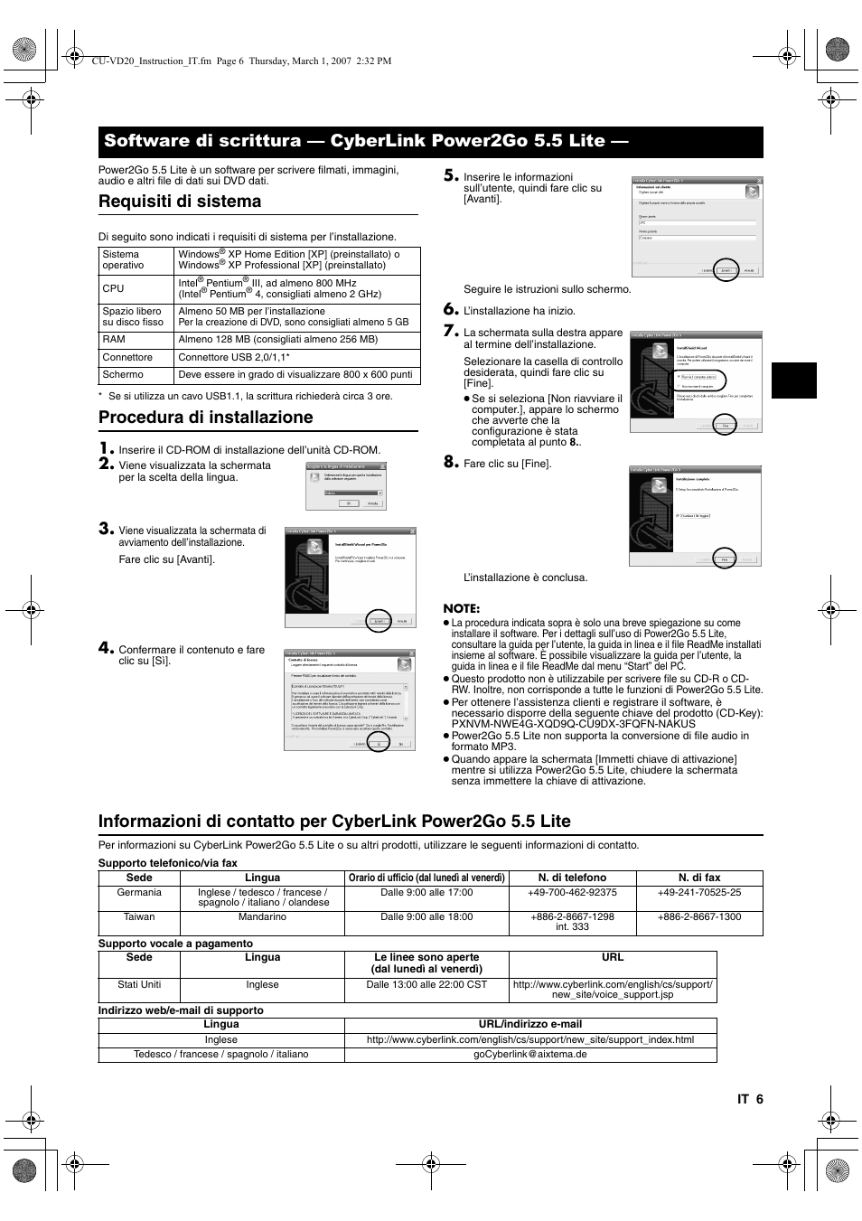Requisiti di sistema, Procedura di installazione | JVC CU-VD20 User Manual | Page 41 / 136