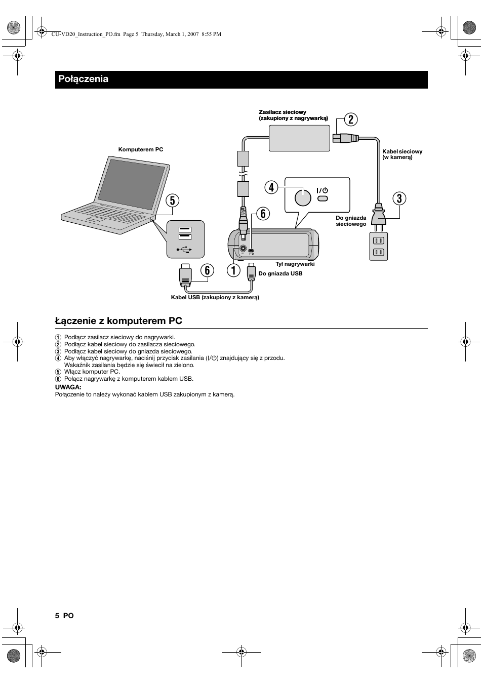 Połączenia, Łączenie z komputerem pc | JVC CU-VD20 User Manual | Page 96 / 136