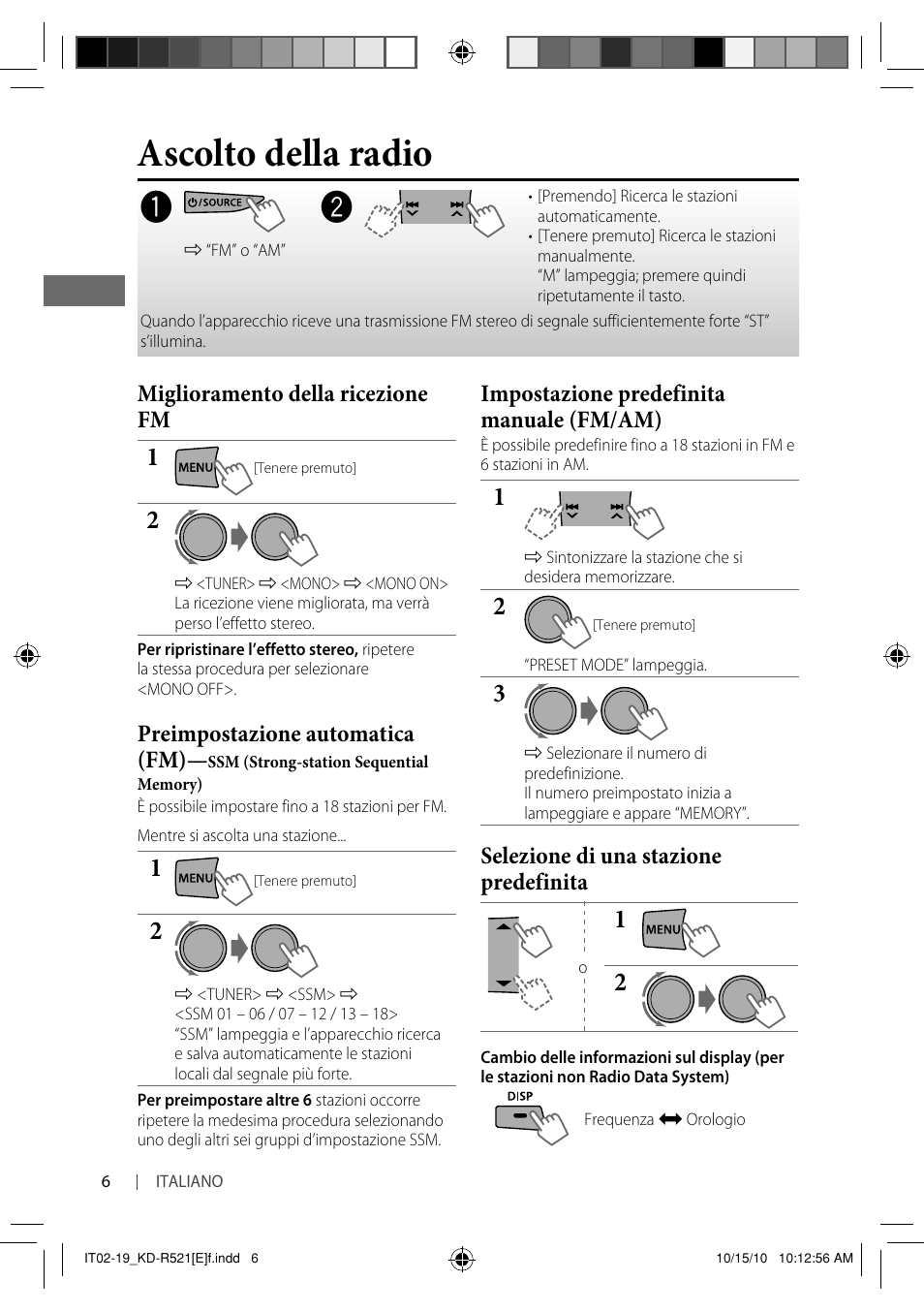 Ascolto della radio | JVC KD-R521 User Manual | Page 42 / 73