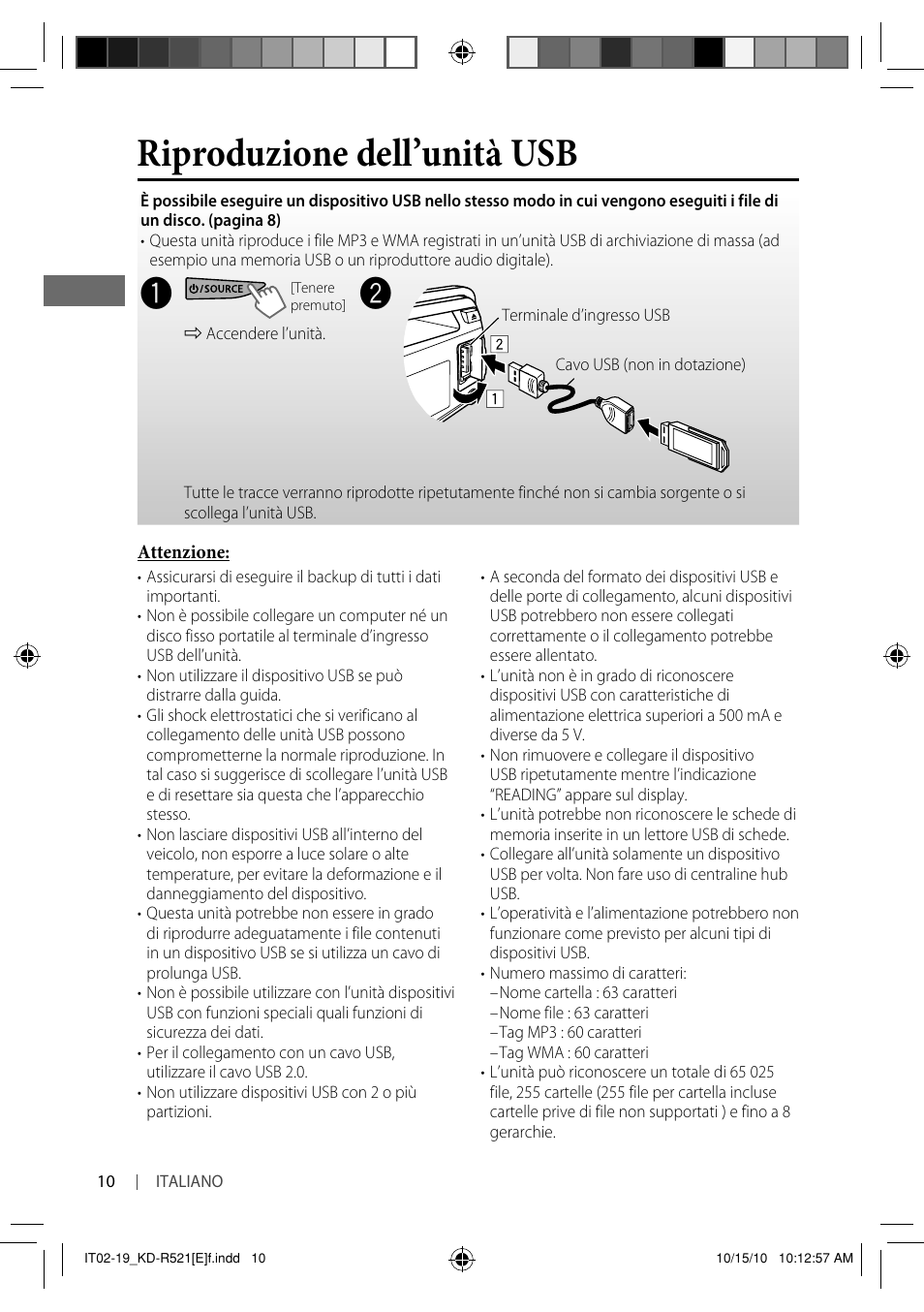 Riproduzione dell’unità usb | JVC KD-R521 User Manual | Page 46 / 73