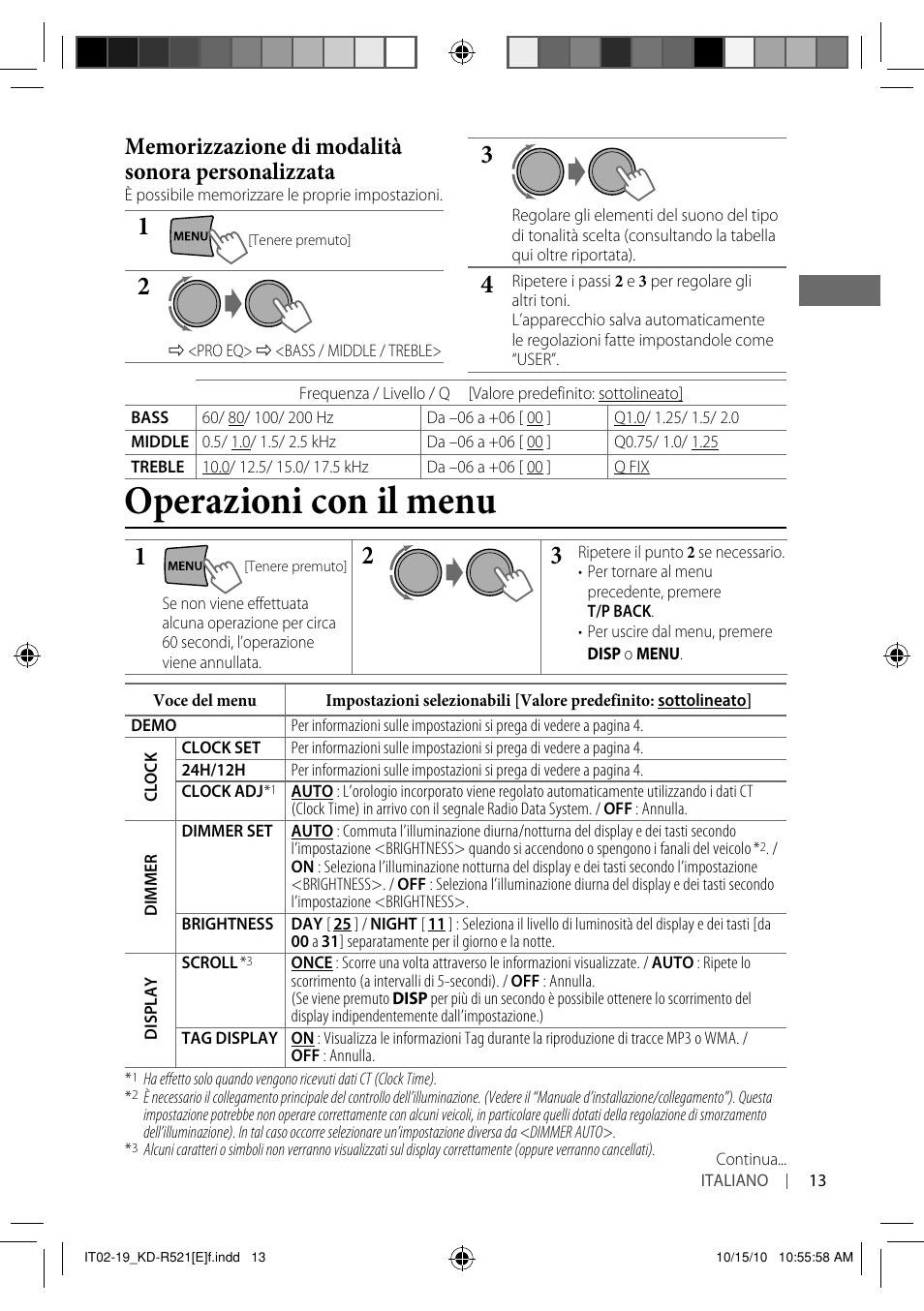 Operazioni con il menu | JVC KD-R521 User Manual | Page 49 / 73
