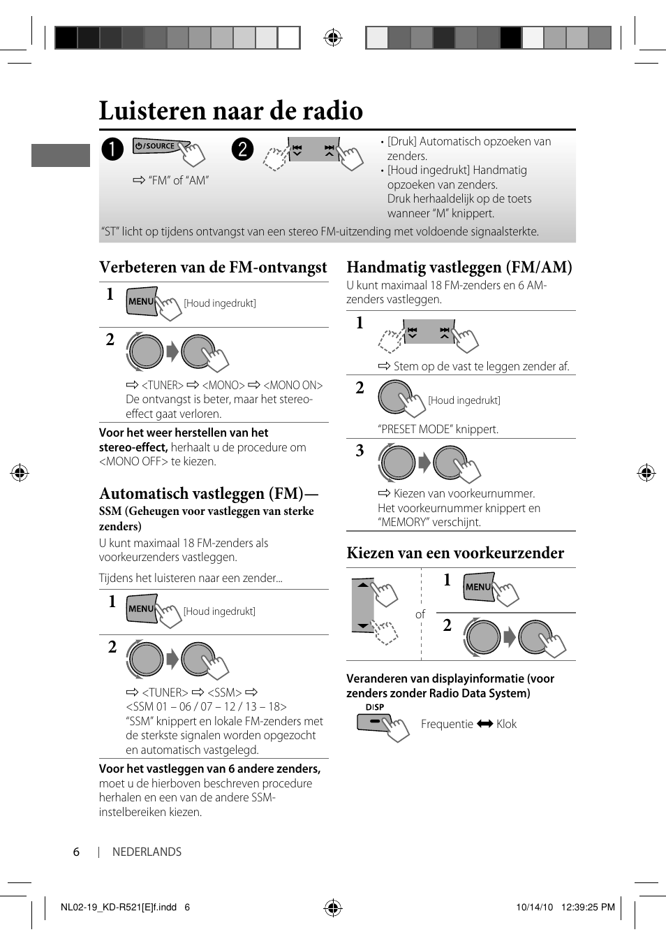 Luisteren naar de radio | JVC KD-R521 User Manual | Page 6 / 73