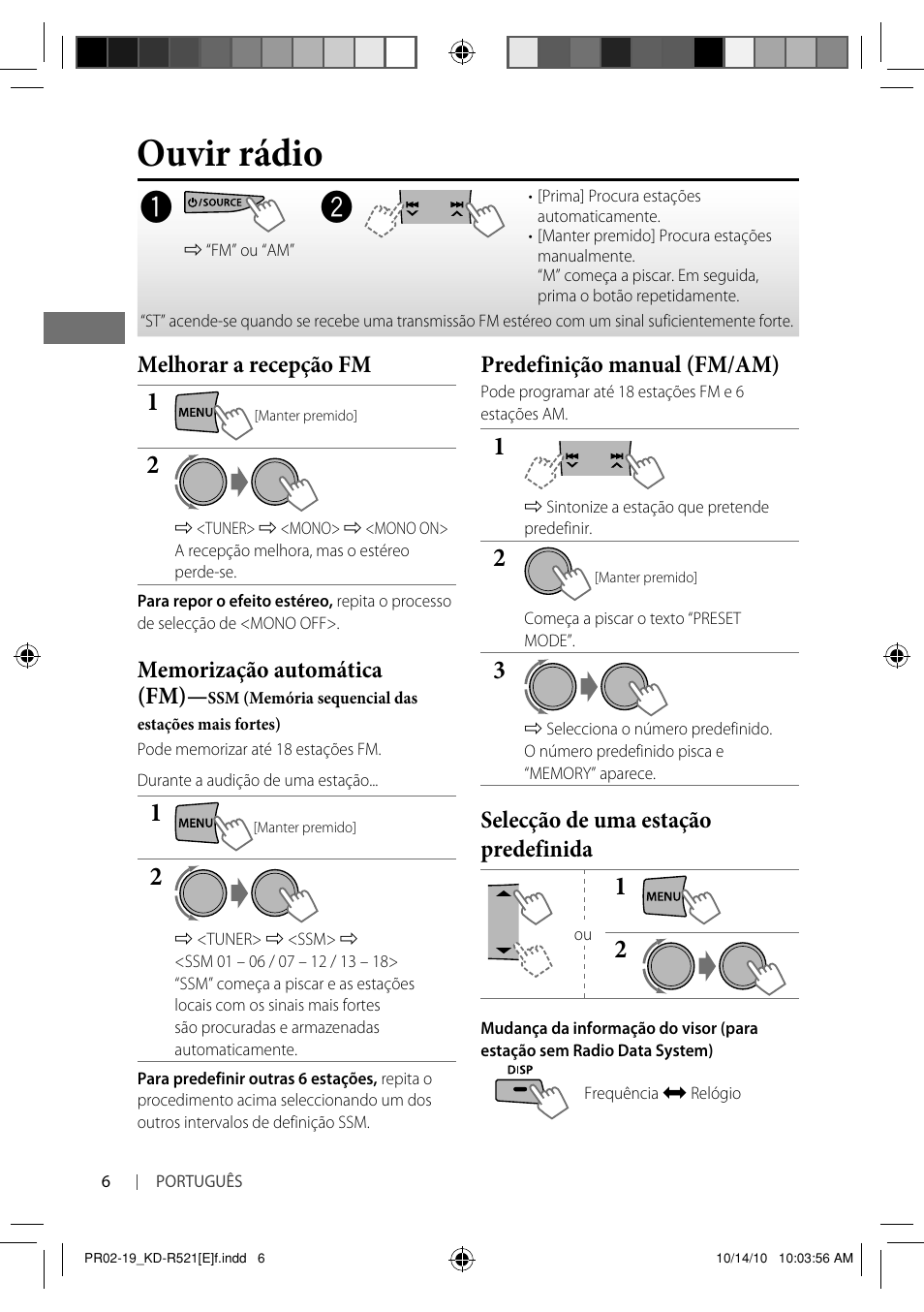 Ouvir rádio | JVC KD-R521 User Manual | Page 60 / 73
