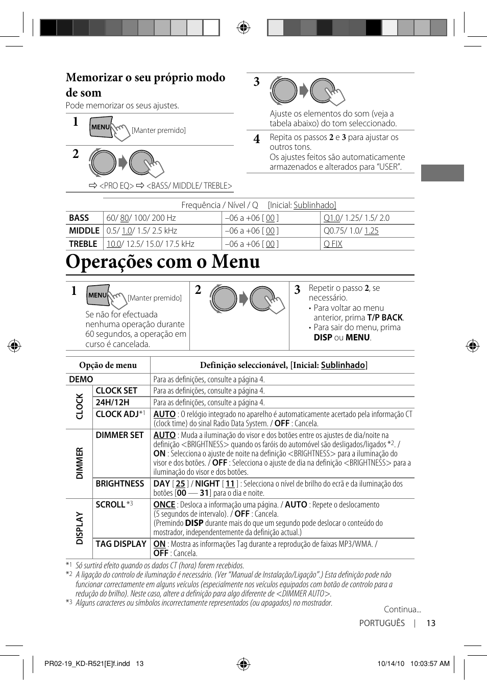 Operações com o menu | JVC KD-R521 User Manual | Page 67 / 73