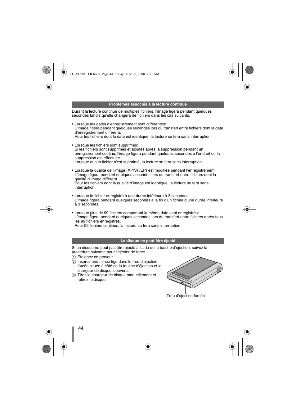 P. 44), Ue. (p. 44) | JVC CU-VD50 User Manual | Page 44 / 104