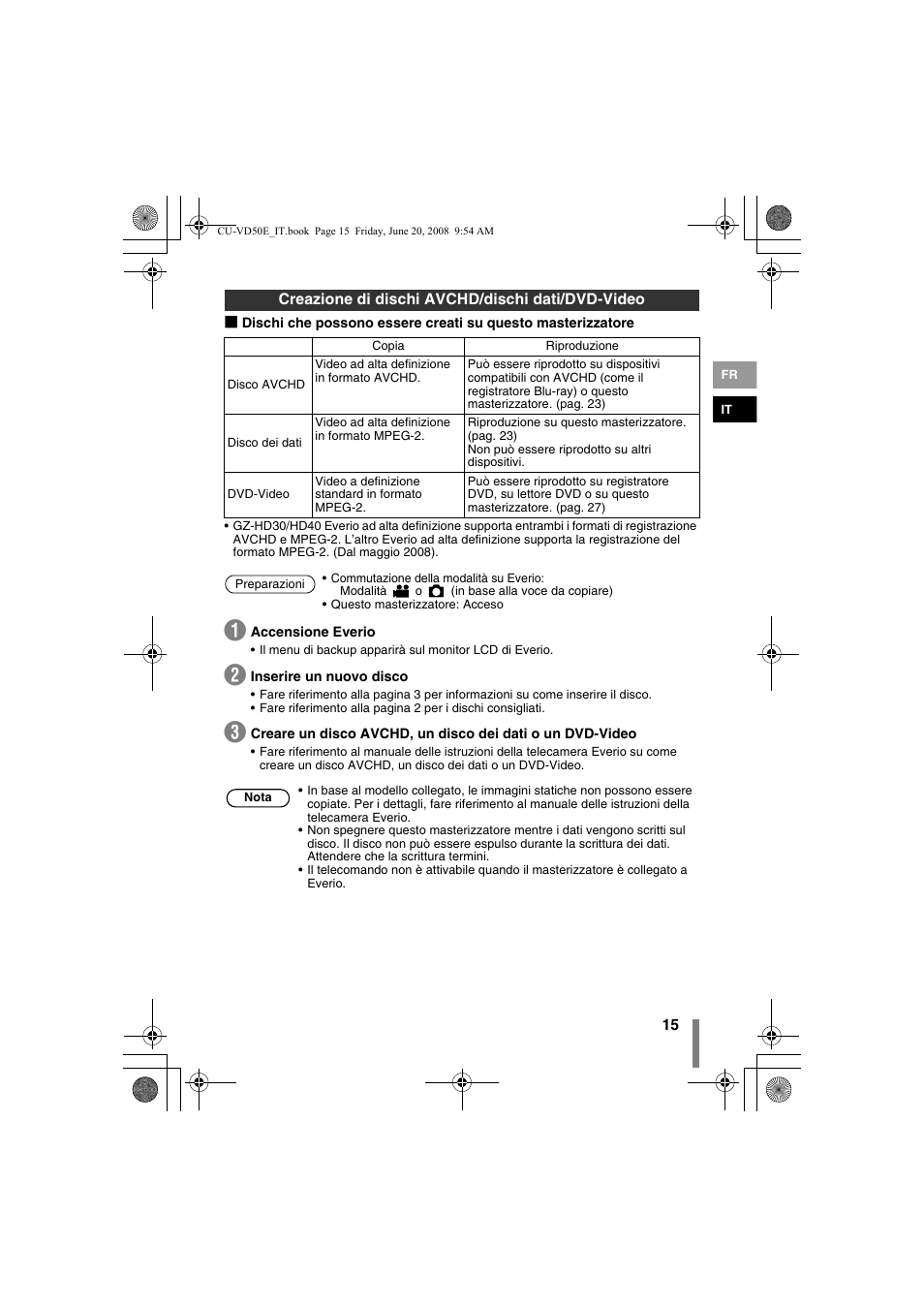 Creazione di dischi avchd/dischi dati/dvd-video | JVC CU-VD50 User Manual | Page 65 / 104