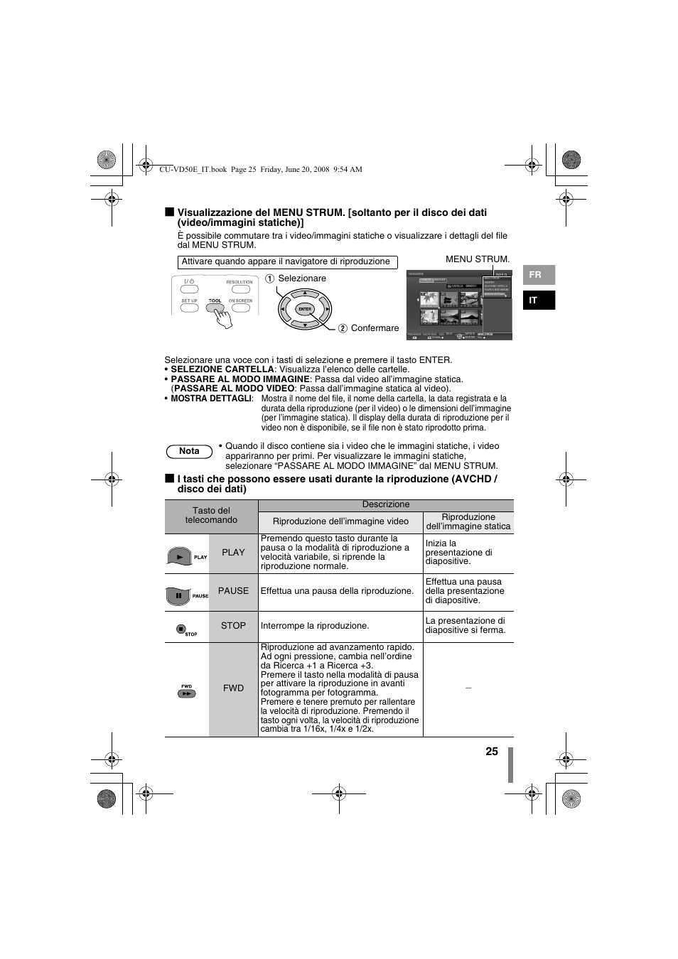 M. (pag. 25), Pag. 25), Fr it | Nota | JVC CU-VD50 User Manual | Page 75 / 104