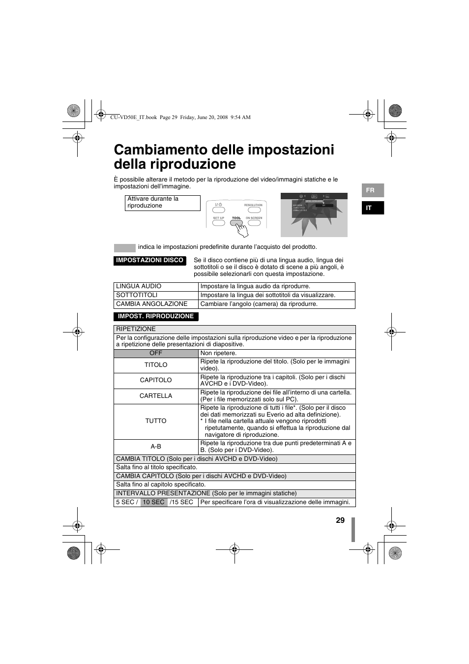 Cambiamento delle impostazioni della riproduzione | JVC CU-VD50 User Manual | Page 79 / 104