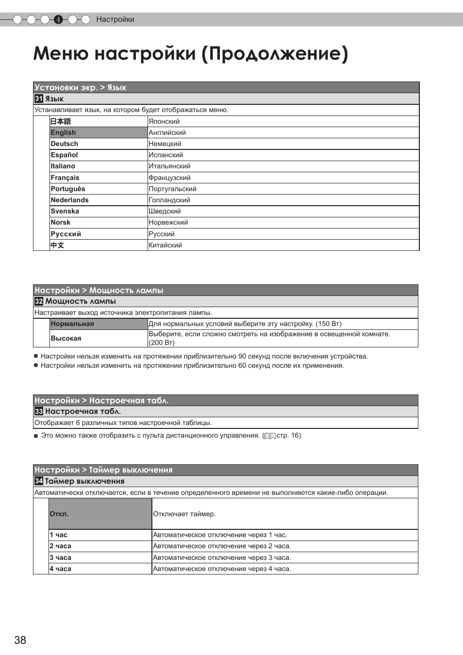 Меню настройки (продолжение) | JVC DLA-HD350 User Manual | Page 154 / 173