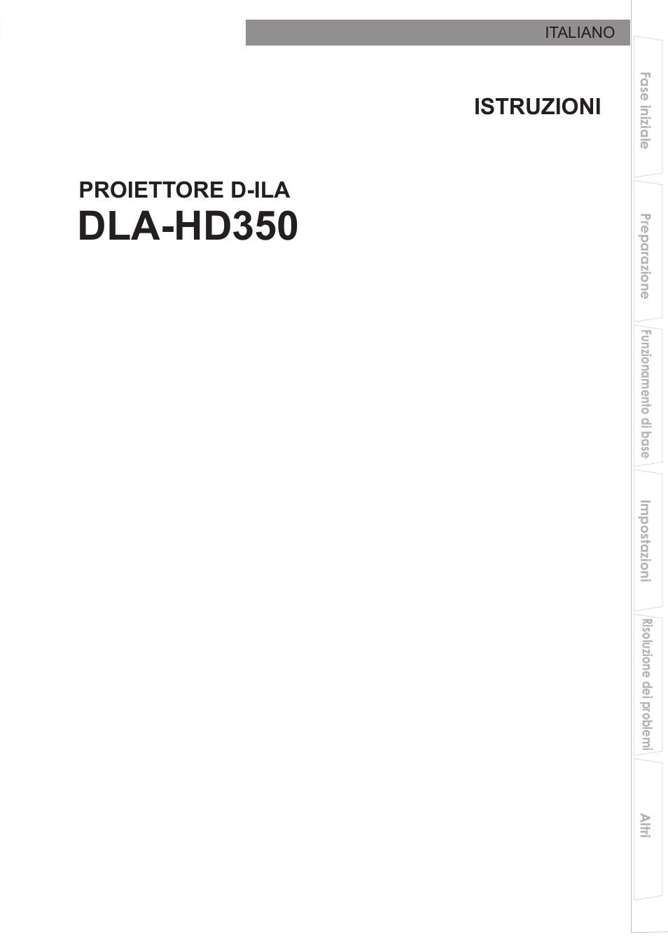 Italiano, Dla-hd350, Proiettore d-ila istruzioni | JVC DLA-HD350 User Manual | Page 59 / 173