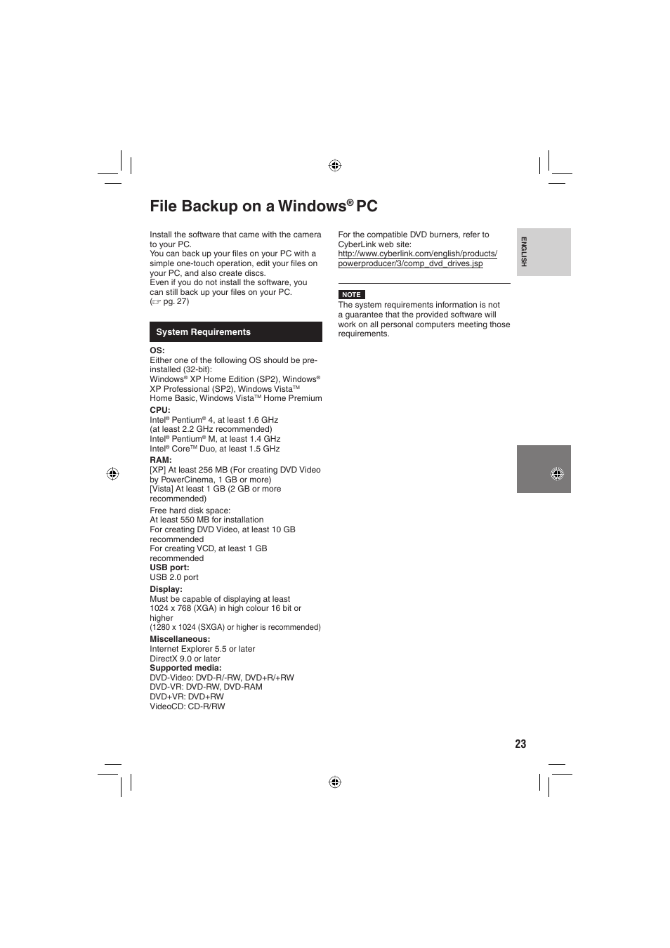 File backup on a windows | JVC GZ-MG330 User Manual | Page 23 / 40