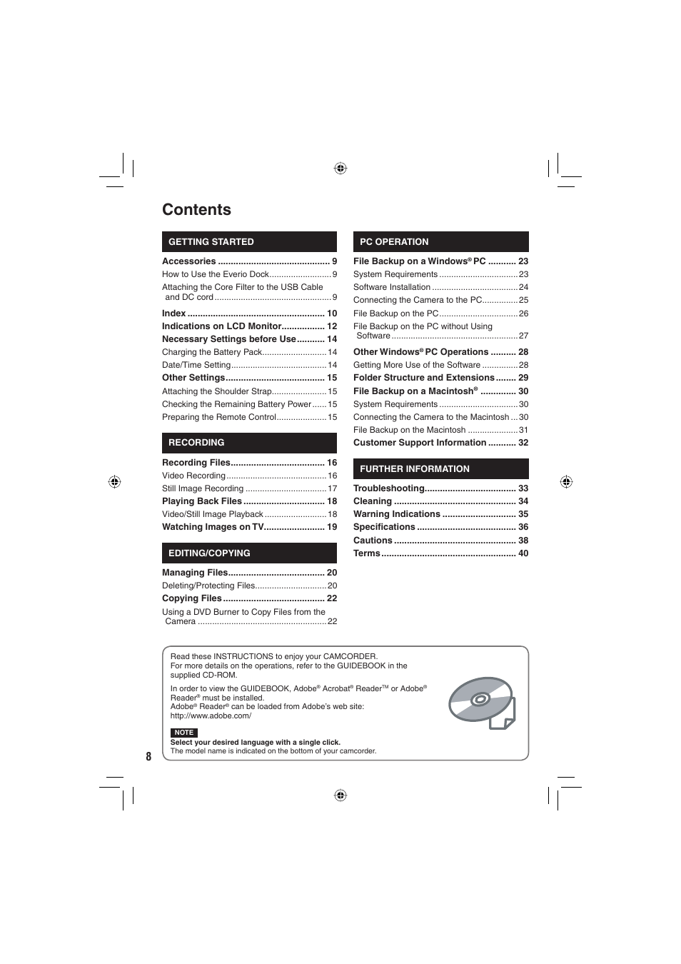 JVC GZ-MG330 User Manual | Page 8 / 40