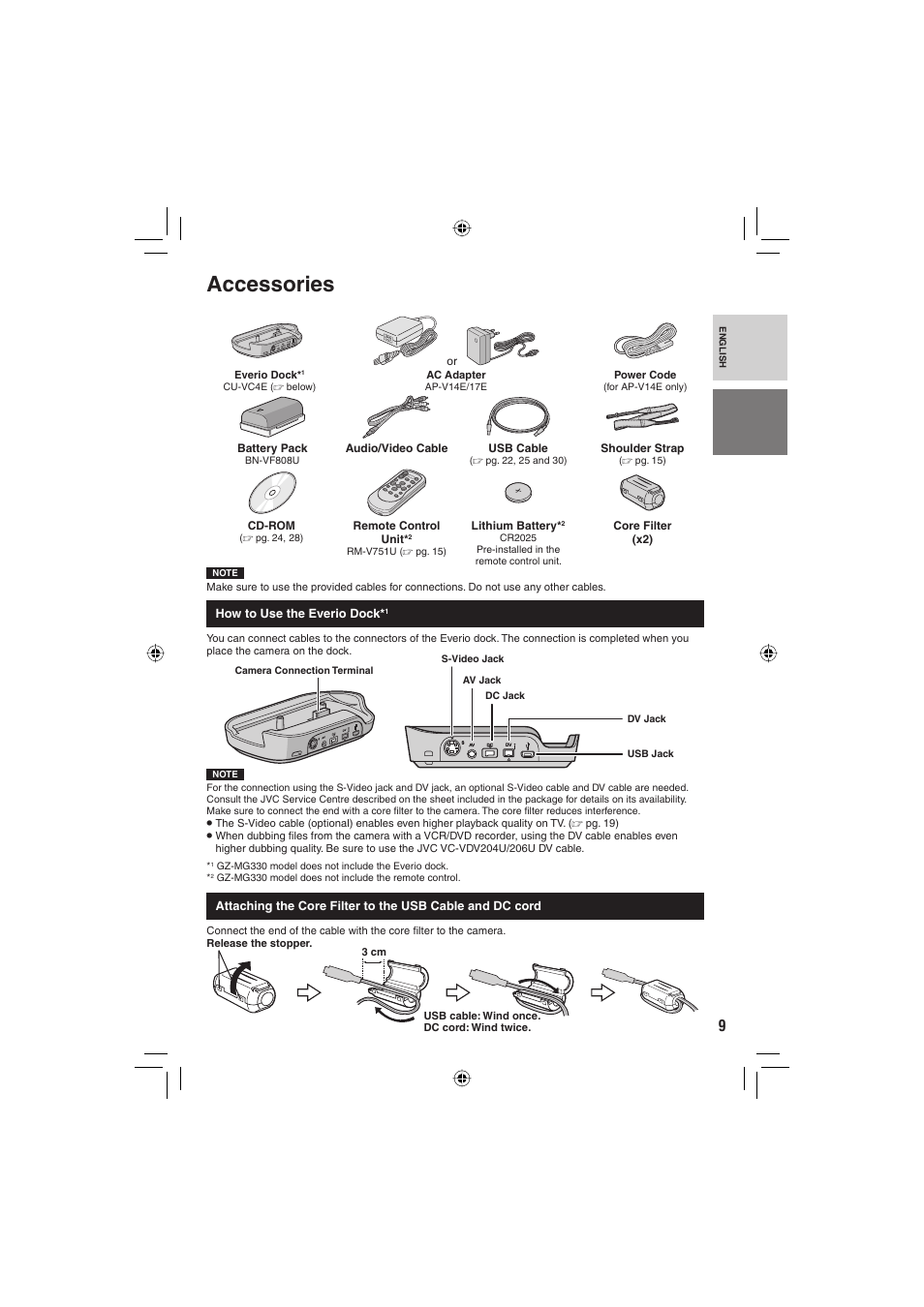 Accessories | JVC GZ-MG330 User Manual | Page 9 / 40